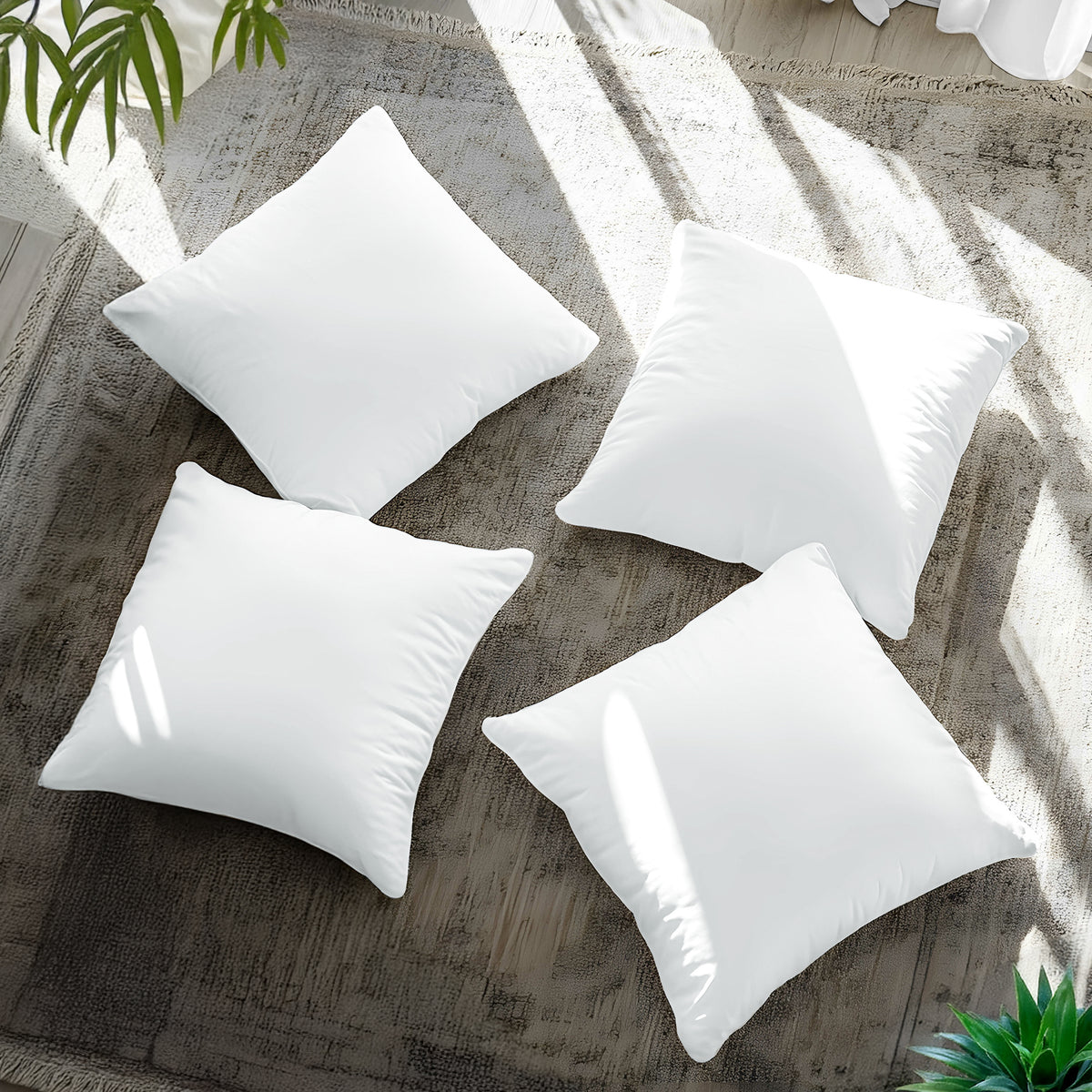 Lux Decor 4/8 Pack Throw Pillows - Down Alternative Pillow Inserts For Decoration - Throw White Pillows For Bed & Couch, Luxury Soft Fluffy Pillows For Living Room, Hypoallergenic Filled Square Cushion Throw Pillow, Washable & Cozy Bedroom Accessories