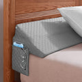 Bed Gap Filler Pillow with Side Pocket, Triangular Headboard Mattress Wedge for Bedroom Backrest Support in Twin, Full, Queen and King Sizes