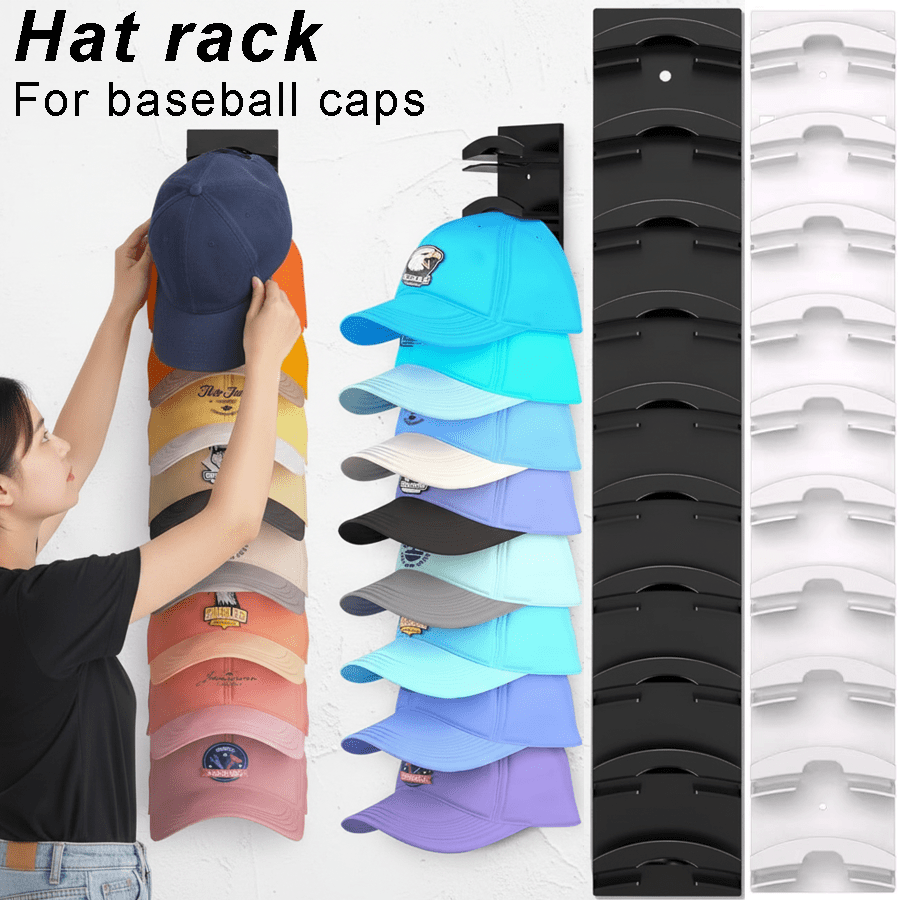 Baseball Cap Rack, Multi-functional Adhesive or Wall-drilled Installation Cap Rack, Multi-layer Cap Storage, Durable Plastic, Wall-mounted Cap Hook That Can Hold up to 20 Caps, Suitable for Closet Doors and Bedrooms, Cap Storage Organizer, a Must-hav
