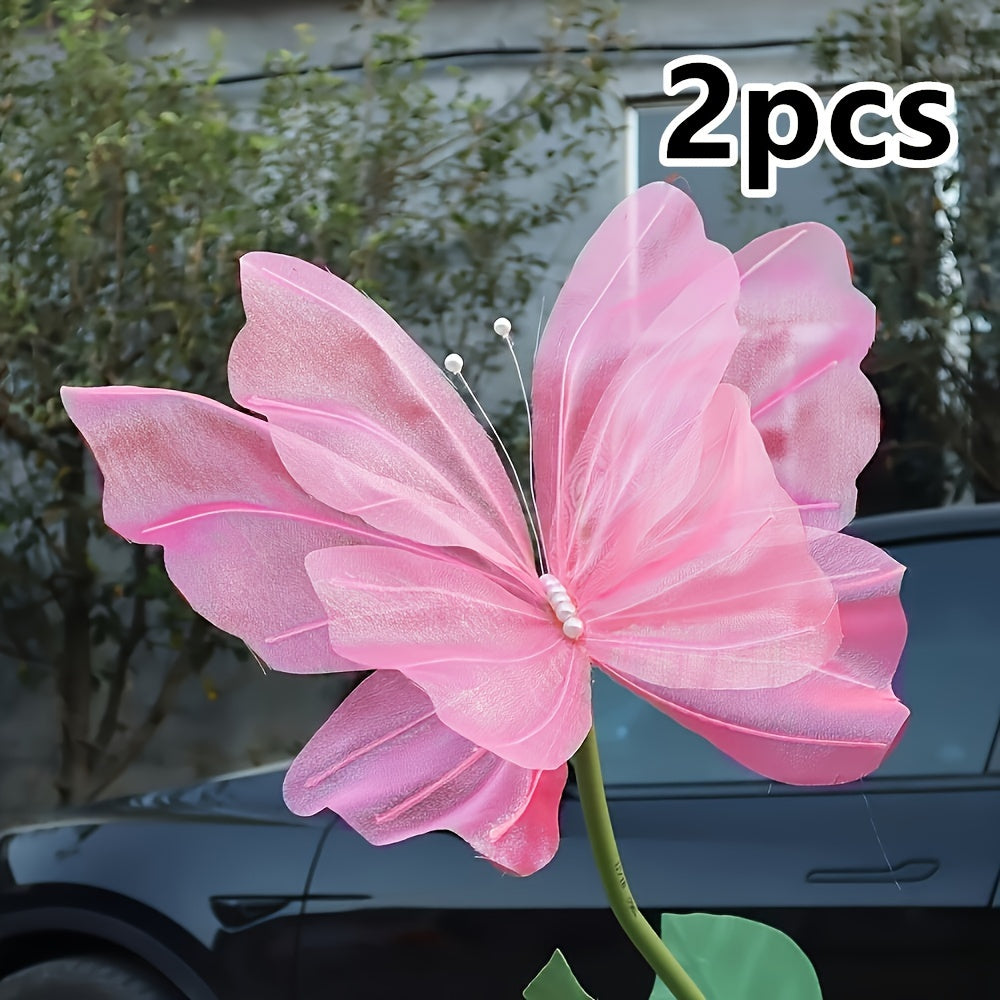 2pcs 3D Butterfly, Artificial Butterfly Wedding Decorations, Featherless, No Electricity Required, for Home, Garden, Bride, Party, All Seasonal Holiday Atmosphere, Home Decor, Outdoor Decor, Family Decor