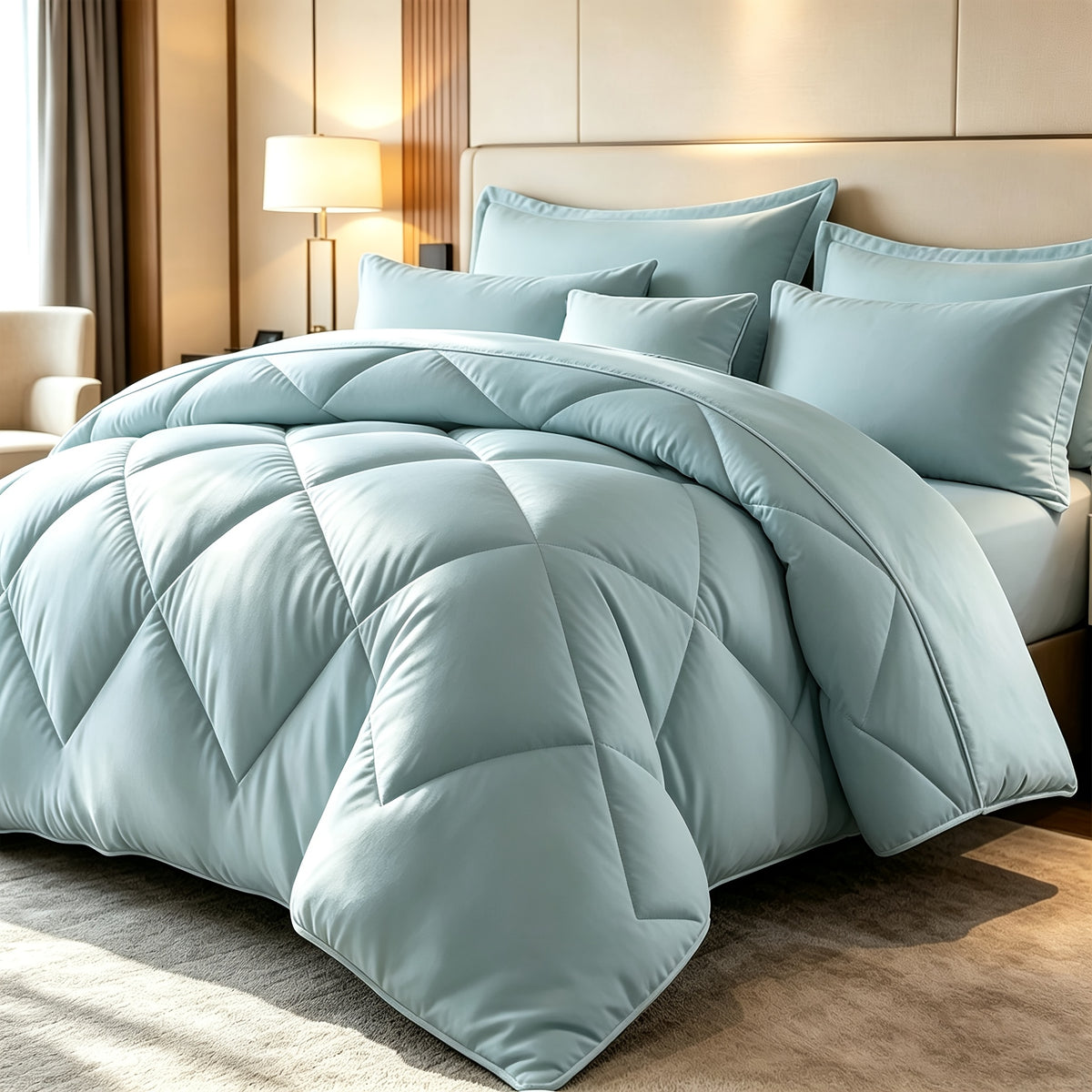 2/3pcs Solid Color Diamond Pattern Large And Extra-Large Bed Set Soft Comfortable And Lightweight Fabric Breathable Quilt Easy to Care Equipped with Quilts And Pillowcases Luxurious Quality And Ideal Gift, Random Color