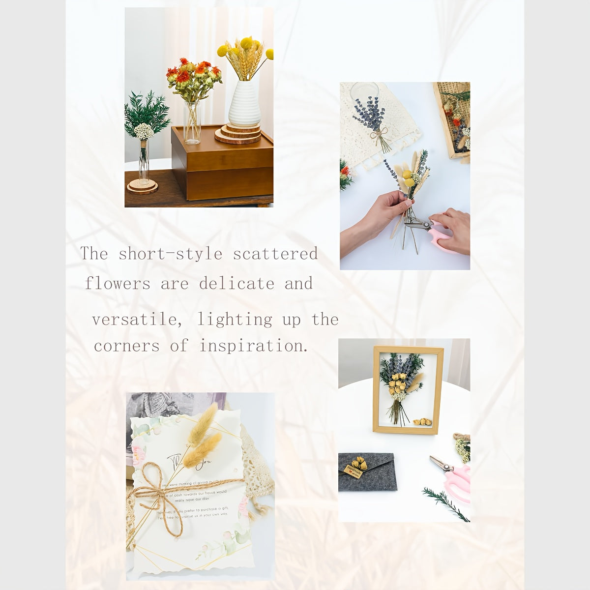 Dried Flower Bouquet with Pampas Grass - Bohemian Wedding Centerpieces, Dried Cake Flowers & Boutonnieres for Groom/Best for Man - Low Maintenance Wedding, & Decor - -Lasting Botanical Arrangement