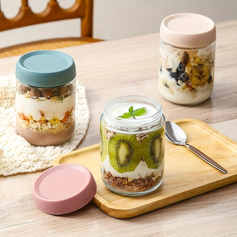 6-pack 16oz Overnight Oats Containers with Lids, Glass Jars with Airtight Lids, Wide Mouth Mason Salad Jars, Glass Food Storage Containers for Snacks Yogurt Spice Sugar