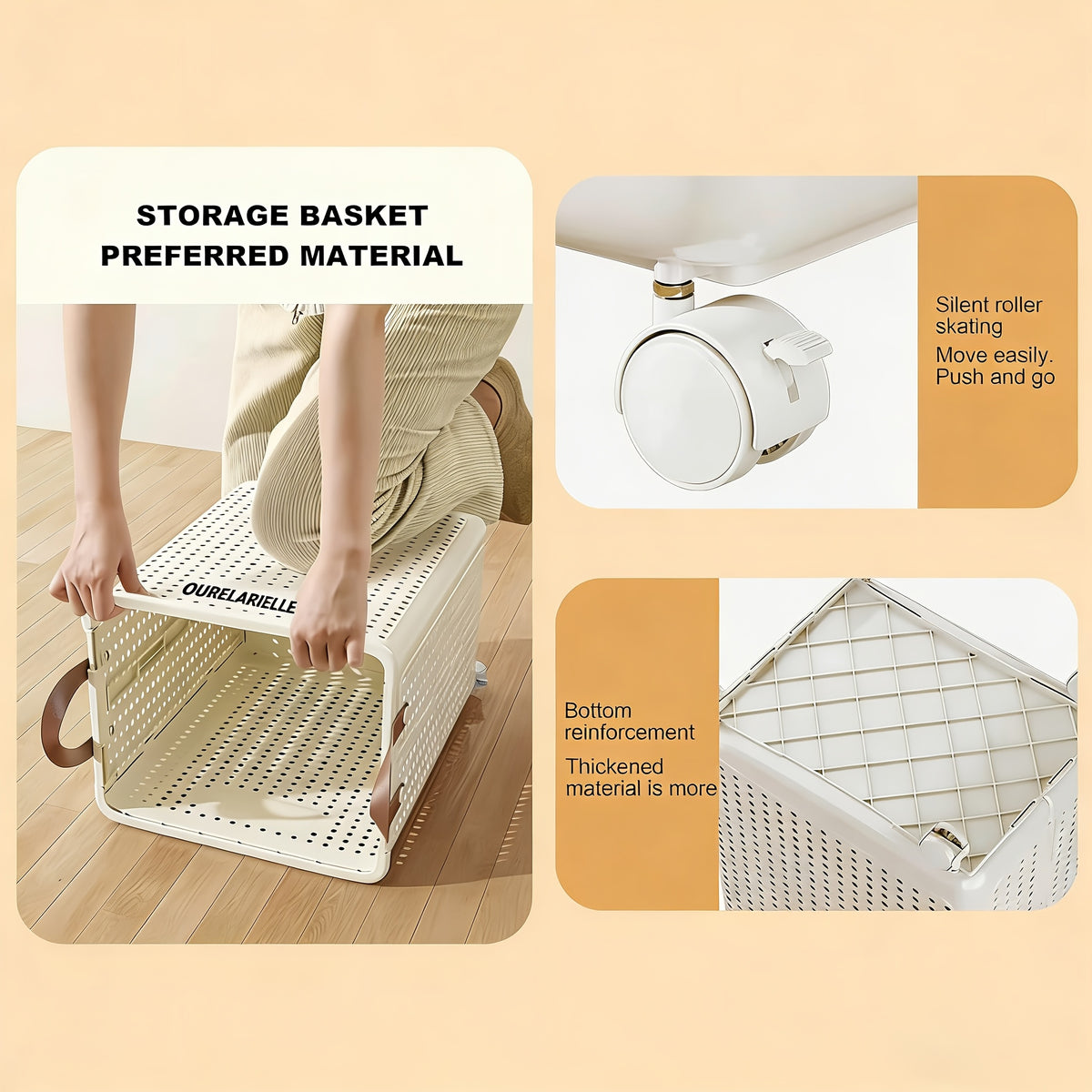 One Large Foldable Laundry Basket Without Cover - Imitation Leather, Hand Wash, Solid Color, Versatile Portable Laundry Basket with Wheel for Bathroom And Balcony Storage, Laundry Baskets