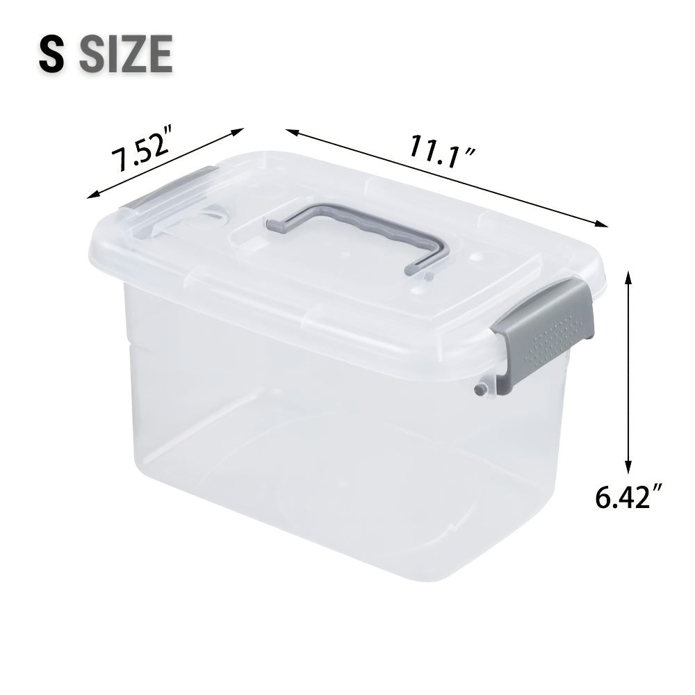 [6-Pack Stackable Bins] Storage Box Set - 6-Pack Heavy-Duty Organizers with Secure Lids, Shatterproof Stackable Bins for Garage, Basement And Closet