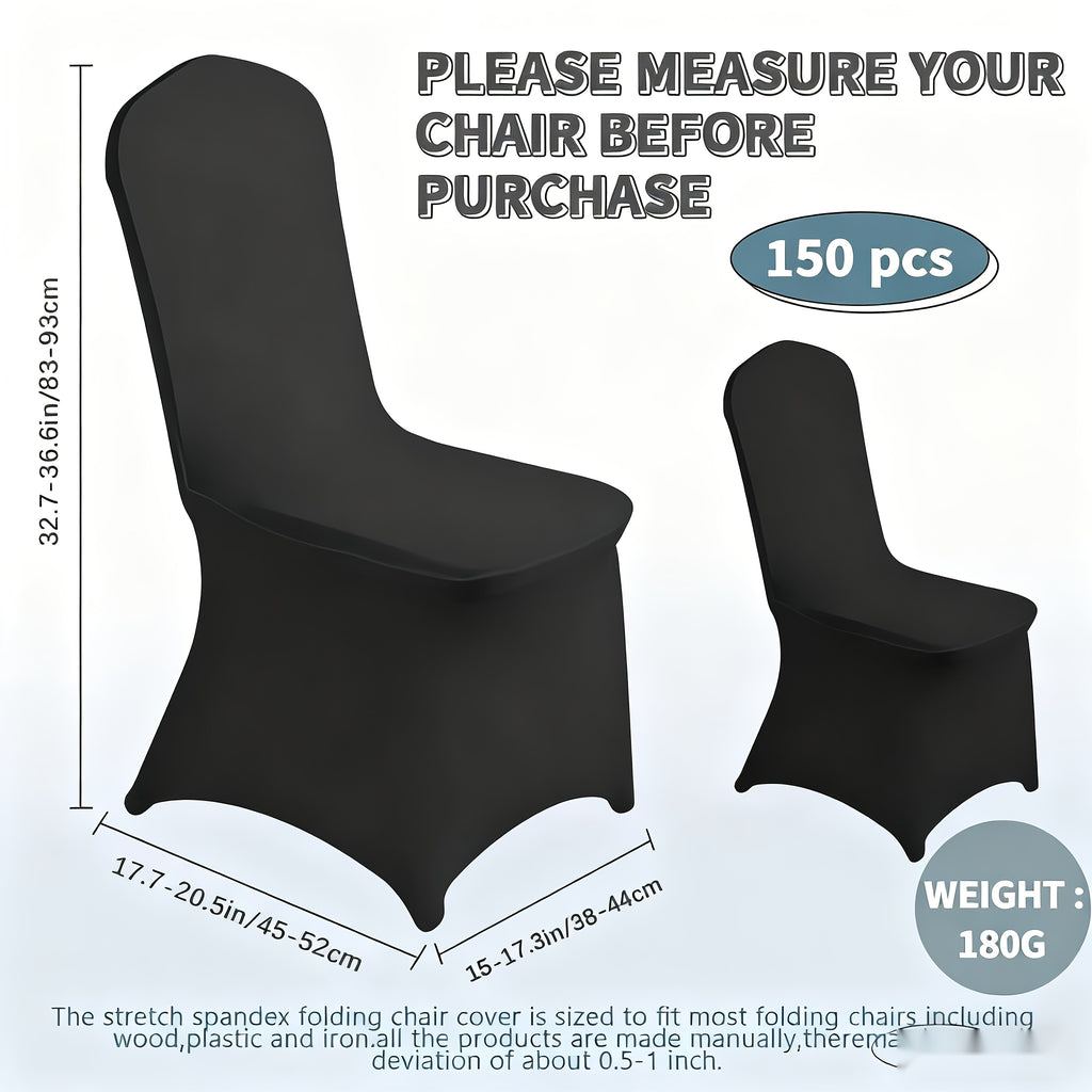 Banquet Chair Covers in Stretch Spandex, Black White or Red with 10 to 150 Piece Pack Options for Wedding Receptions, Holiday Parties and Business Events