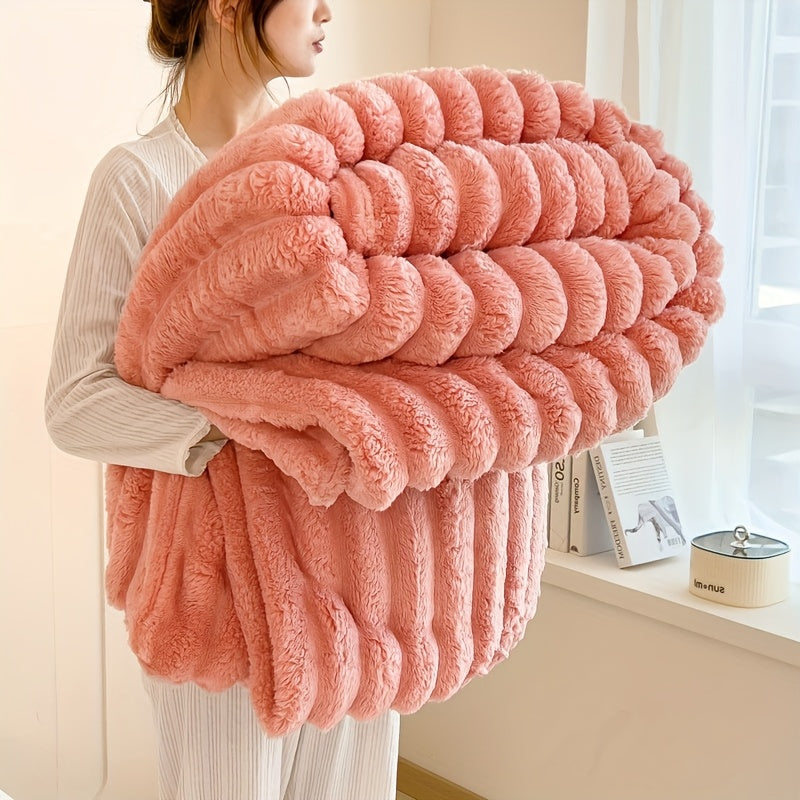 1pc Blanket Soft And Comfortable, Imitation Rabbit Fur Double-Sided Blanket Warm Fleece Blanket Nap Blanket Air-Conditioning Blanket Office Outdoor Camping Gift Blanket for All Seasons
