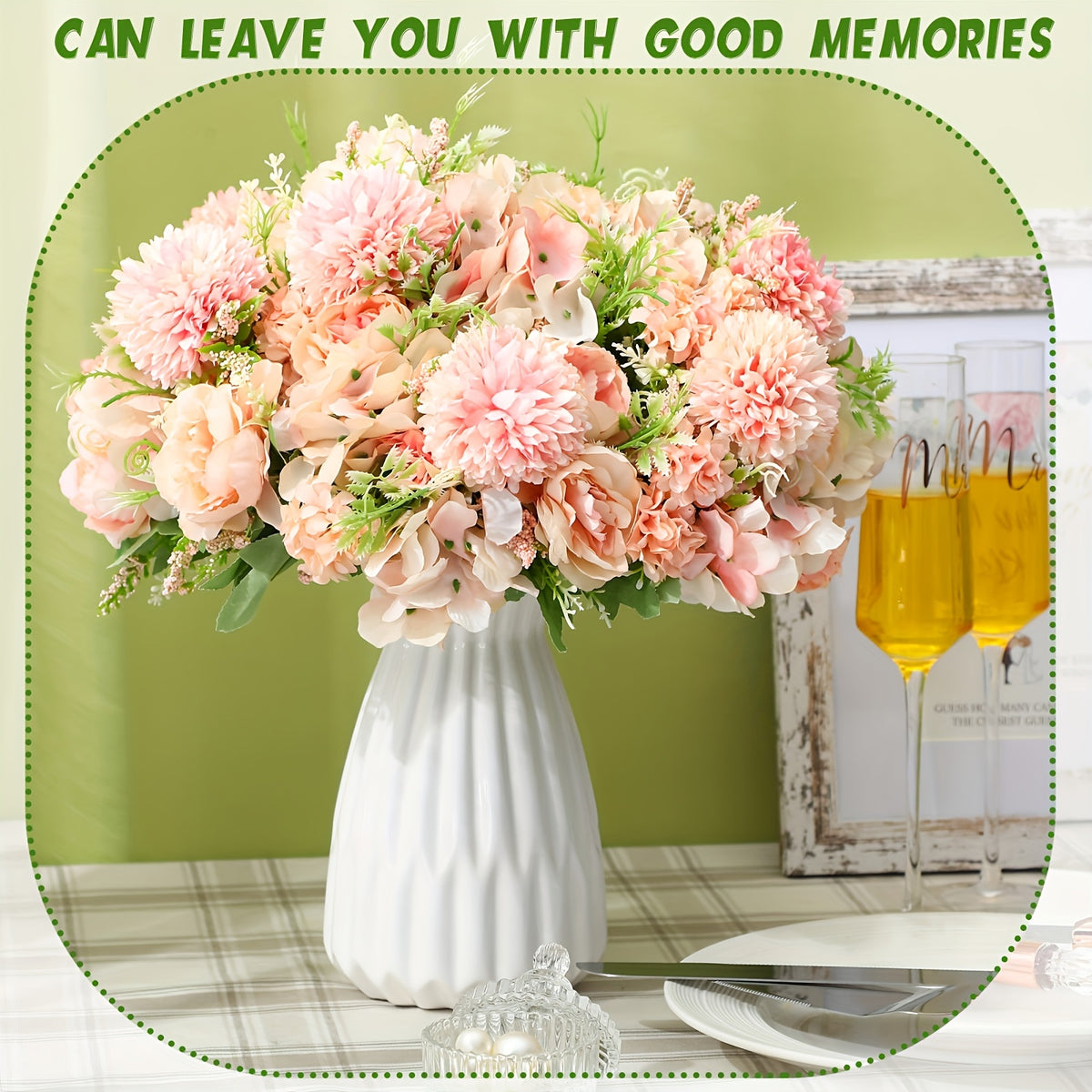 12 Bundles Peonies Artificial Flowers Artificial Peonies Flowers Faux Peony Fake Peony Hydrangea Bouquet for Wedding Table Centerpiece Floral Vase Decor
