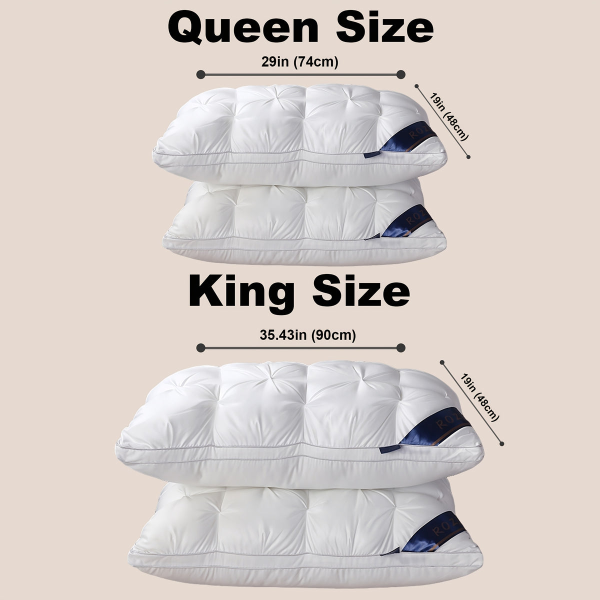 1/2pcs Luxury Hotel-Quality Pillows, Queen Size High Resilience Plush Fill, Soft Comfortable for Deep Sleep. Ideal for Side Back Sleepers, Breathable Cooling, All-Season Use, Machine Washable, Hypoallergenic Plush Cover, Cooling