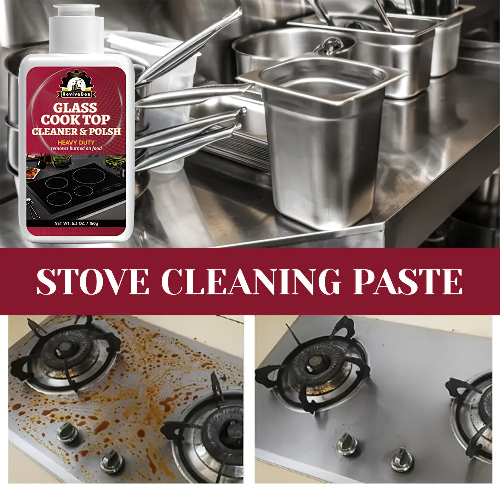 Cooktop Cleaning Paste Removes Grease, Oil Stains & Burnt-On Food From Stove Tops & Burners, Easy Scrub Kitchen Cleaner
