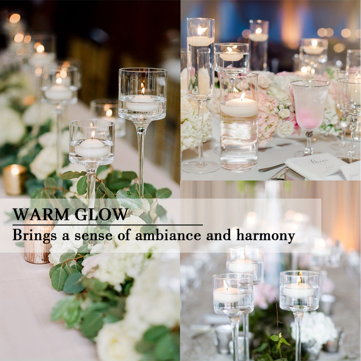 2-Inch 50-Pack Floating Candle (Approx. 1.97inch*0.79inch) Holiday Candles, Perfect for Weddings, Graduation Season, Back-to-School, Halloween, Christmas Decorations