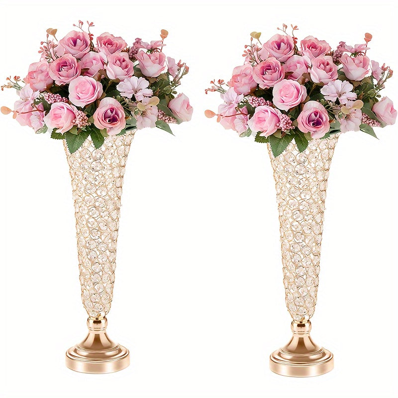 Two Crystal Vases, Standing 20 Inches Tall, Perfect for Centerpieces on Dining Tables, Wedding Celebrations, Birthdays, And Home Decoration