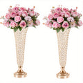 Tall Crystal Centerpiece Vases, Set of 2 Golden 20-Inch Pedestal Flower Stands for Wedding Tables, Birthday Celebrations and Elegant Dining Room Decor