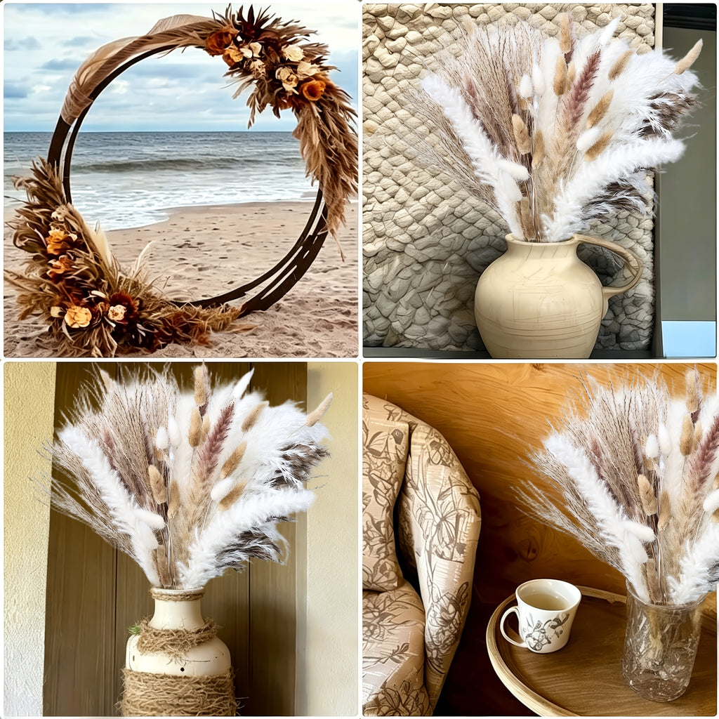 110/300pcs Dried Pampas Grass Decor, Dried Flower Bouquets for Wedding, Home, Centerpiece Table, Modern Home, Western Living Room, Nursery, Boho Room, Beach, Women'S Office, And Boho Decor
