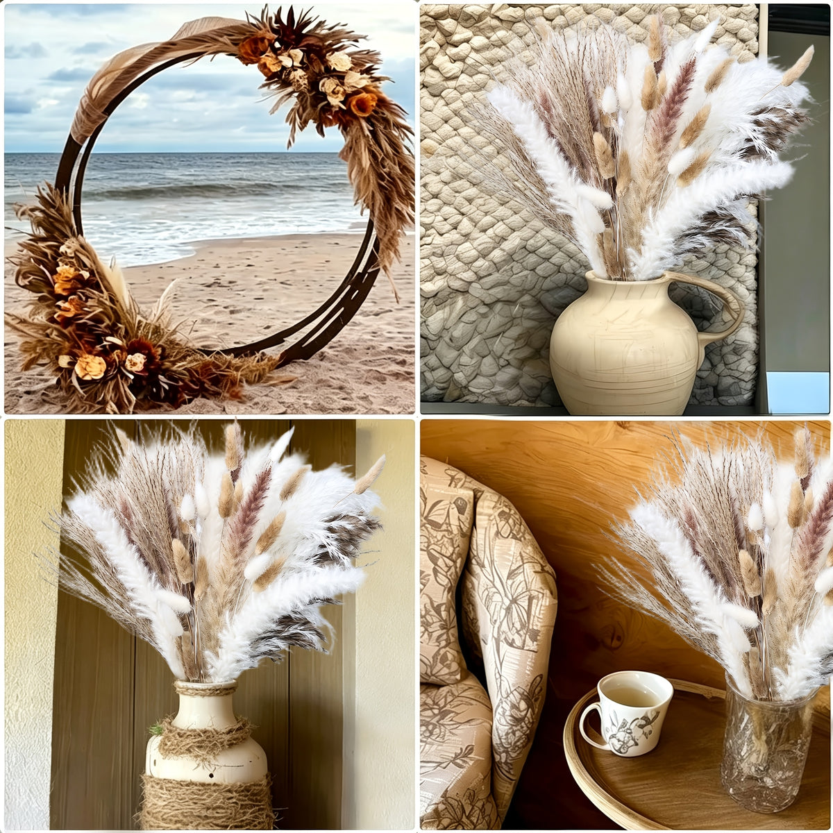 110/300pcs Dried Pampas Grass Decor, Dried Flower Bouquets for Wedding, Home, Centerpiece Table, Modern Home, Western Living Room, Nursery, Boho Room, Beach, Women'S Office, And Boho Decor