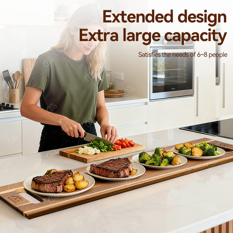 36X12 Inch Extra Large Acacia Wood Charcuterie Board & Cutting Board with Handles, 3Ft Rectangular Cheese Serving Platter for Meat Appetizers, Oversized Grazing Board Food Display Tray for Party Entertaining Housewarming Mother'S Day Gifts BBQ