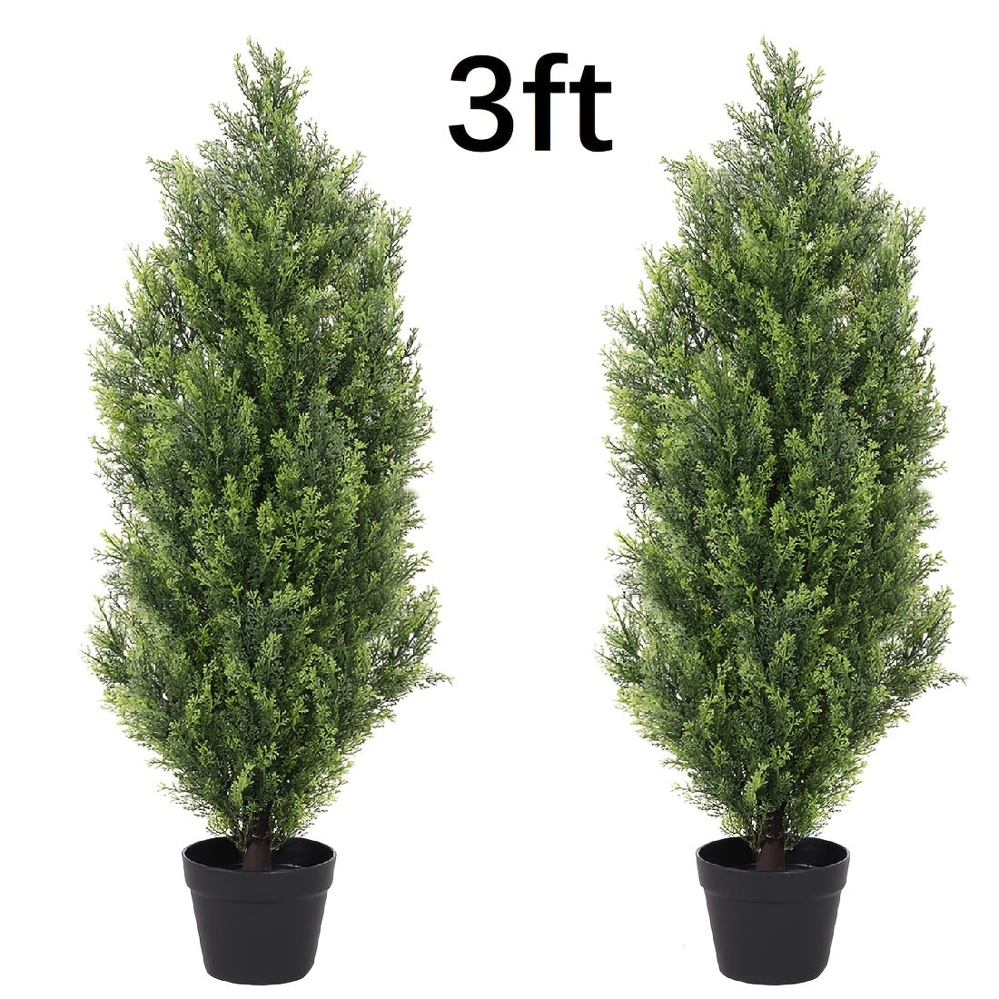 2 Pack Modern Cedar Topiary Trees | UV-Resistant & Low Maintenance Faux Greenery For Outdoor & Indoor | Decor For Patio, Garden, Office