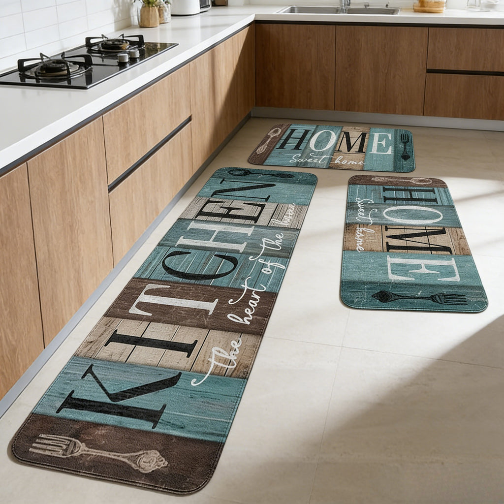 3pcs Farmhouse Style Kitchen Floor Mat Set, Rectangular, Soft, Suitable for Kitchen, Bathroom, Bedroom And Living Room, Home Decoration, Kitchen Rugs, Gifts for Friends And Family, Kitchen Accessories, Halloween Decorations