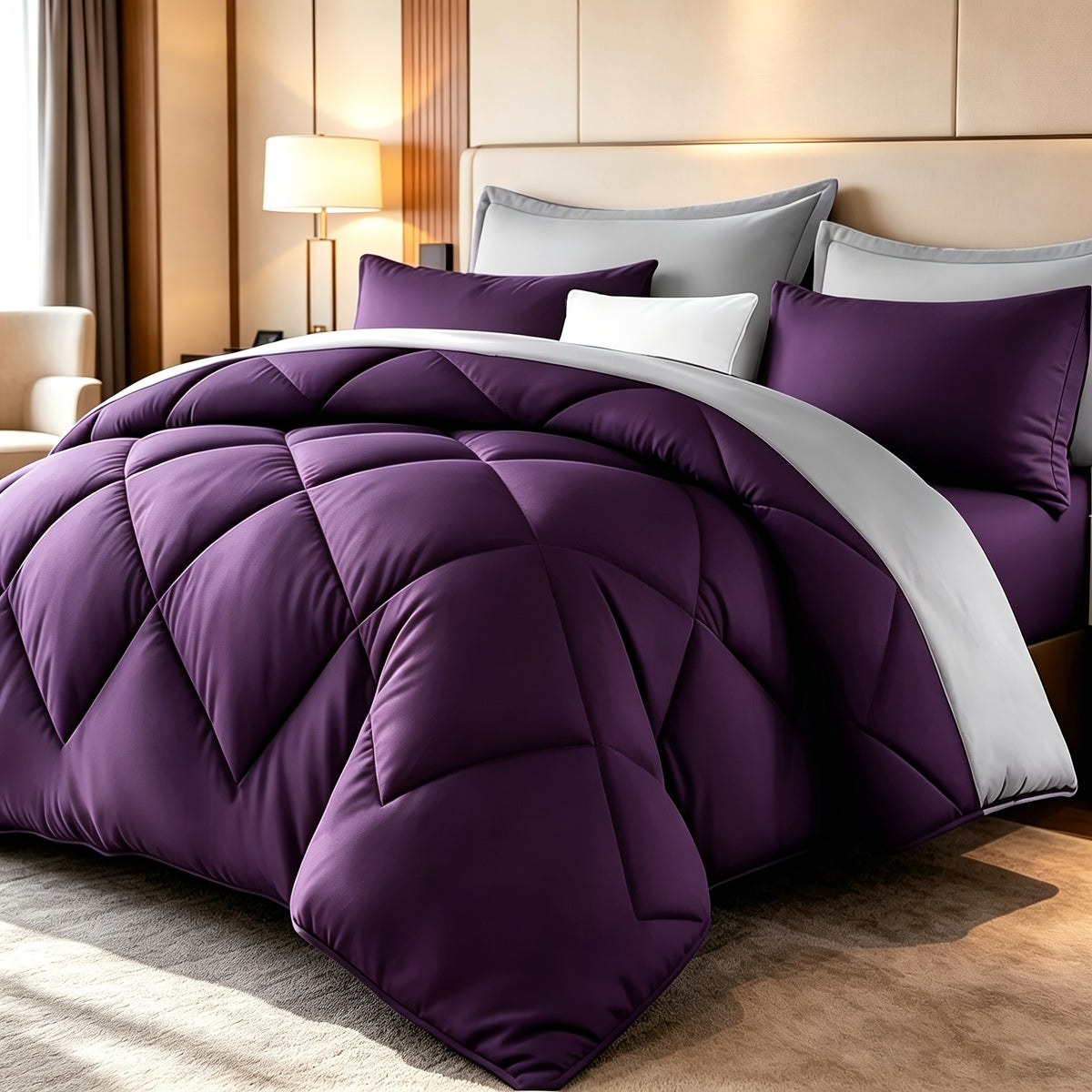 2/3pcs Solid Color Diamond Pattern Large And Extra-Large Bed Set Soft Comfortable And Lightweight Fabric Breathable Quilt Easy to Care Equipped with Quilts And Pillowcases Luxurious Quality And Ideal Gift, Random Color