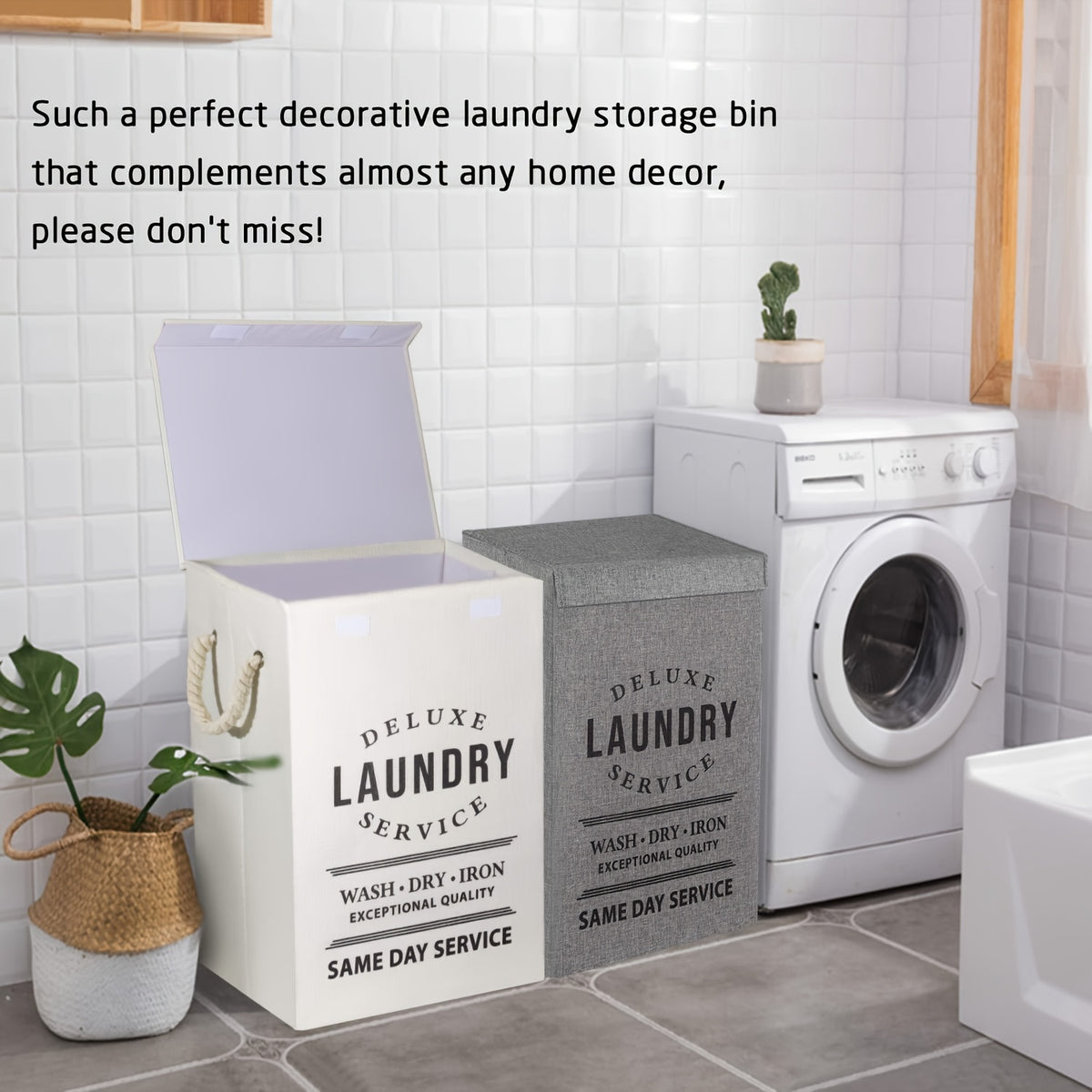 Laundry Basket with Lid, 22.45gal Large Deluxe Laundry Baskets - Collapsible Foldable Laundry Hamper Big Storage Basket Bin for Clothes Washing Bedroom Organizer Toy Collection (Black)