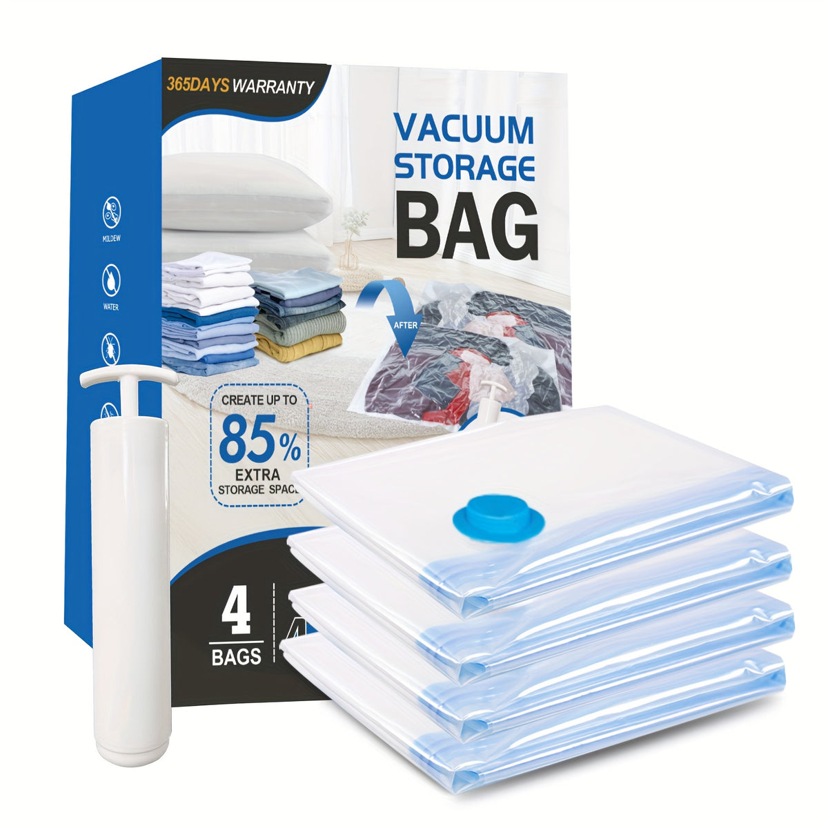 Jumbo Vacuum Storage Bags, Vacuum Seal Bags for Clothing, Travel Space Saver Bags for Luggage Clothes Pillows Comforters Blankets Bedding 4pcs 8pcs 10pcs 12pcs 20pcs 30pcs