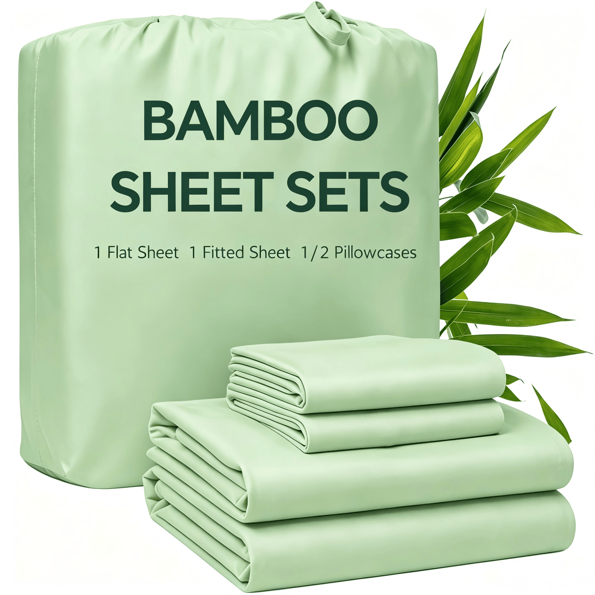 3/4pcs Bamboo Bed Sheet Set with Pillowcases, 16" Deep Pockets Soft Breathable Fitted Sheet, Queen King Size Bed Sheets, Bedroom Home Decor Bedding for Daily Use