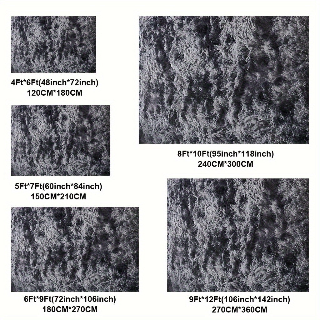 Velvet Shag Area Rug, Soft Fluffy Indoor Carpet with Latex Grip Backing in Solid and Tie-Dye Colors for Living Room and Bedroom Decor