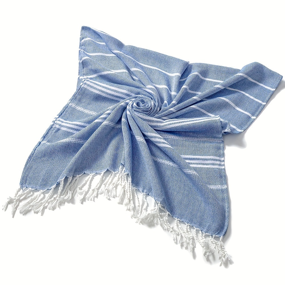 1pc Classic Series Durable And Shrink-Resistant Turkish Striped Beach Towel, Lightweight And Quick-Drying, Oversized at 90X180Cm/35. 5X71Inch, Suitable for Pools, Travel, And Outdoor Use, Soft And Sand-Resistant, Available in Various Colors