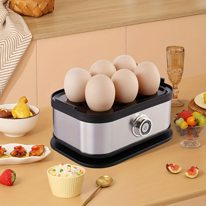Quick Egg Cooker, 6 Egg Capacity Egg Cooker, Hard Boiled, Semi-cooked, Soft Boiled Egg Cooker, with Automatic Shut-off and Alarm Function, Stainless Steel Household Electric Egg Steamer(Black)