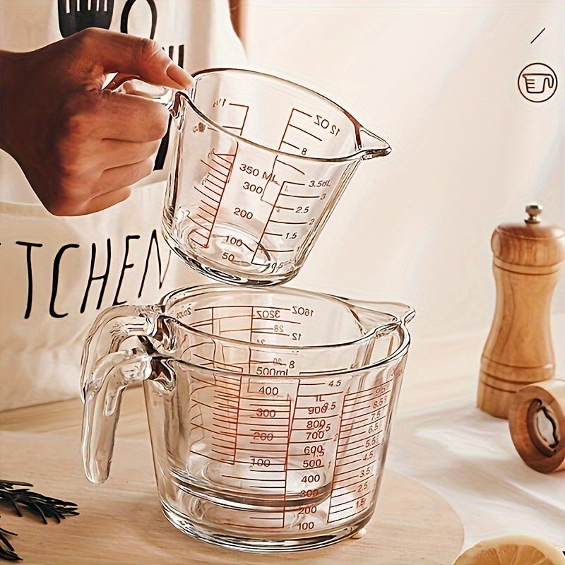 4/9pcs Glass Measuring Cup Set, Including Tempered Glass Liquid Measuring Cups And 100ml Coffee Cups, Essential Kitchen Tools Glass Measuring Cups