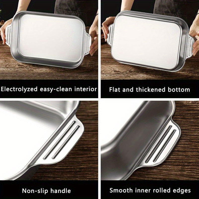 2/4/6/8pcs Extra Large Heavy Duty Stainless Steel Baking Pans with Lids - Non-Stick, Thick Rectangular Oven Trays for Desserts, Bread, And Seafood - Perfect for Bbqs, Buffet Serving Trays