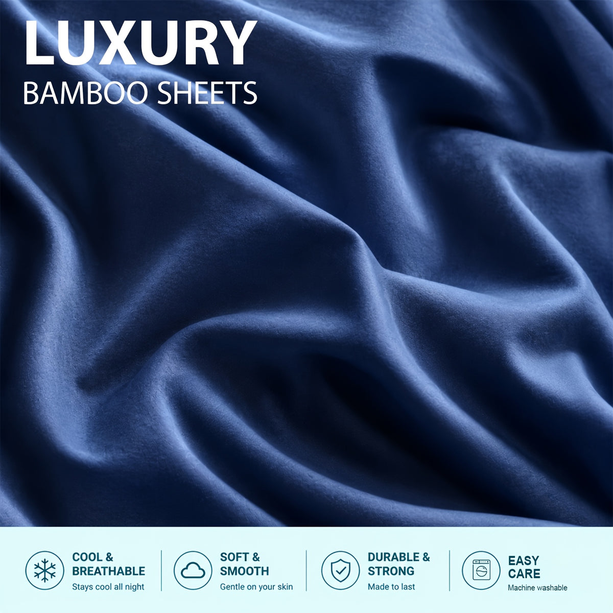3/4pcs Cooling Bamboo Bed Sheet Set, 3000 TC Extra Deep Pocket 20 Inch Bed Sheet, Children Luxury Soft Hotel & Cooling Sheet Set for Hot Sleepers, Wrinkle And Shrink Resistant, Fitted Sheet And Flat Sheet And Pillowcases, Twin/Full/Queen/King