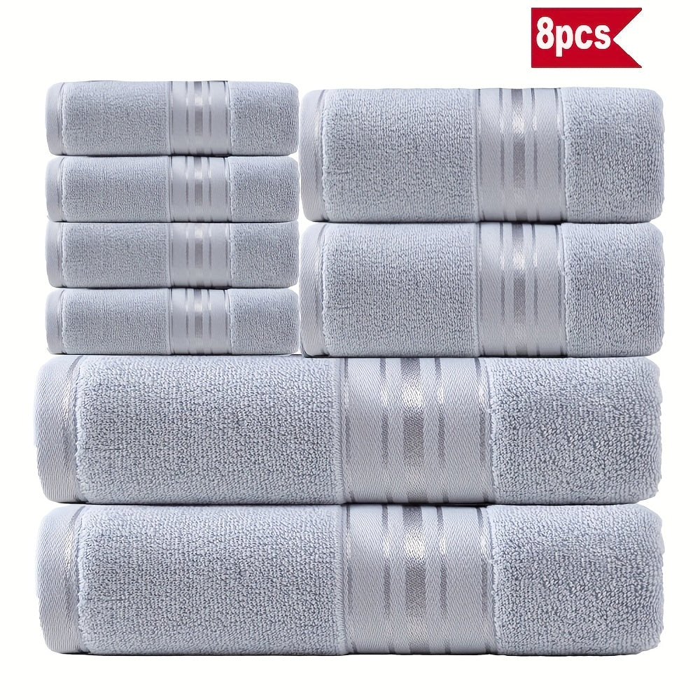 Luxury 8pcs Bath Towel Set, 100% Cotton Premium Hotel Quality, Includes 2 Bath Towels, 2 Hand Towels, 4 Washcloths, Soft Absorbent Spa Towel Collection, Ideal for Bathroom, Hotel, SPA