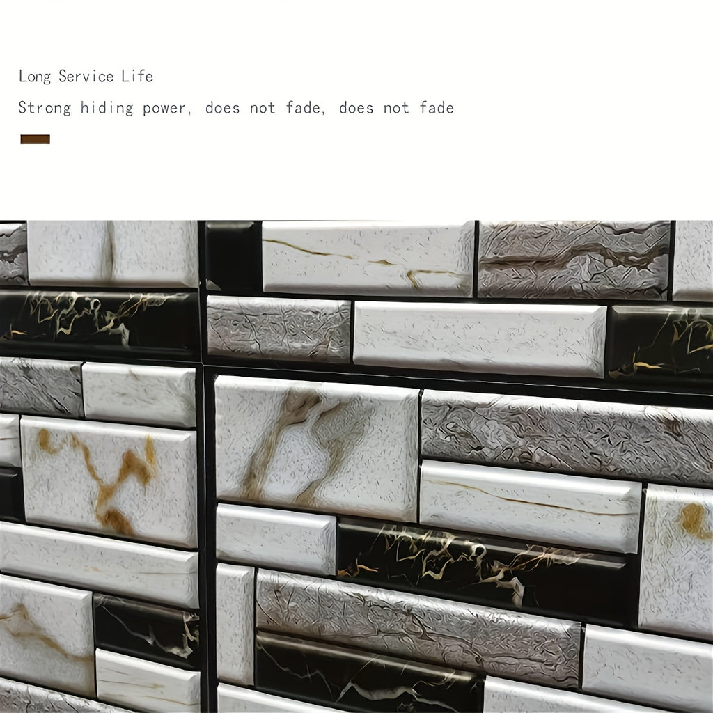 20pcs Self Adhesive Tile Wall Sticker Home Decor 3D PVC Sticker Covers for Kitchen Cupboard Bathroom Wallpaper Waterproof Wallpaper