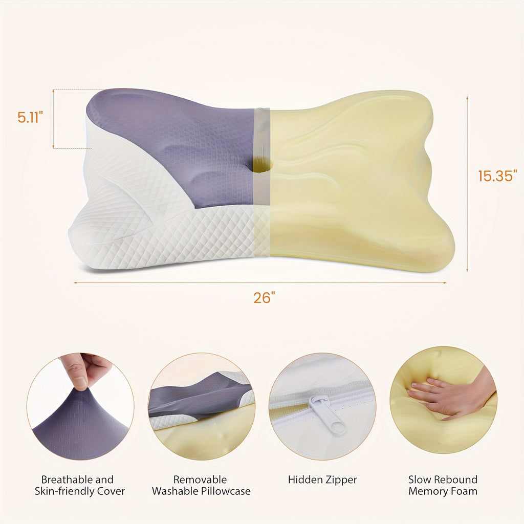 Cervical Neck Pillow, Ergonomic Contour Neck Pillows, Memory Foam Bed Pillow For Side Back Stomach Sleeper, Neck Pillow With Pillowcase