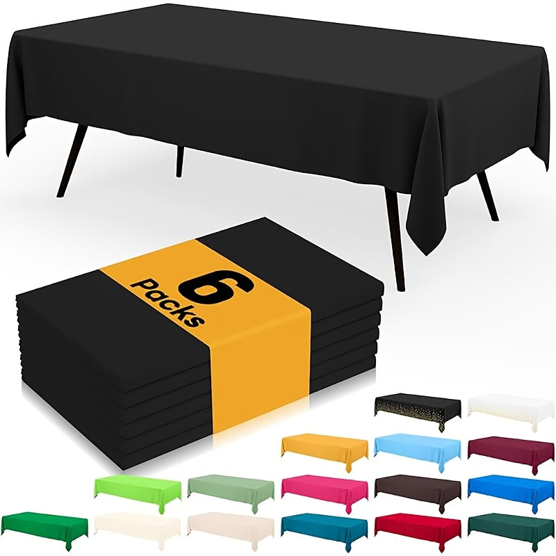 6 Pack Disposable Plastic Tablecloths 54"x72" - Vibrant Solid Colors for Indoor/ Outdoor Parties, Weddings, Birthdays, Christmas, Anniversaries & Gender Reveals - Durable Machine-Made Buffet Table Coverings, Disposable Table Cloth, Party Table