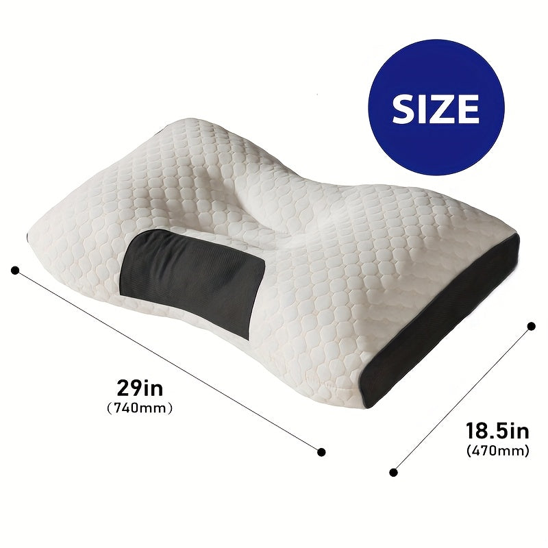 2pcs Massage Neck Pillows Adjustable Ergonomic Contour Support, High-Quality Pillow Core with Removable Zippered Cover, All-Season Sleeping Comfort, Neck And Shoulder Massager, Modern Pillow Design, Breathable Fabric