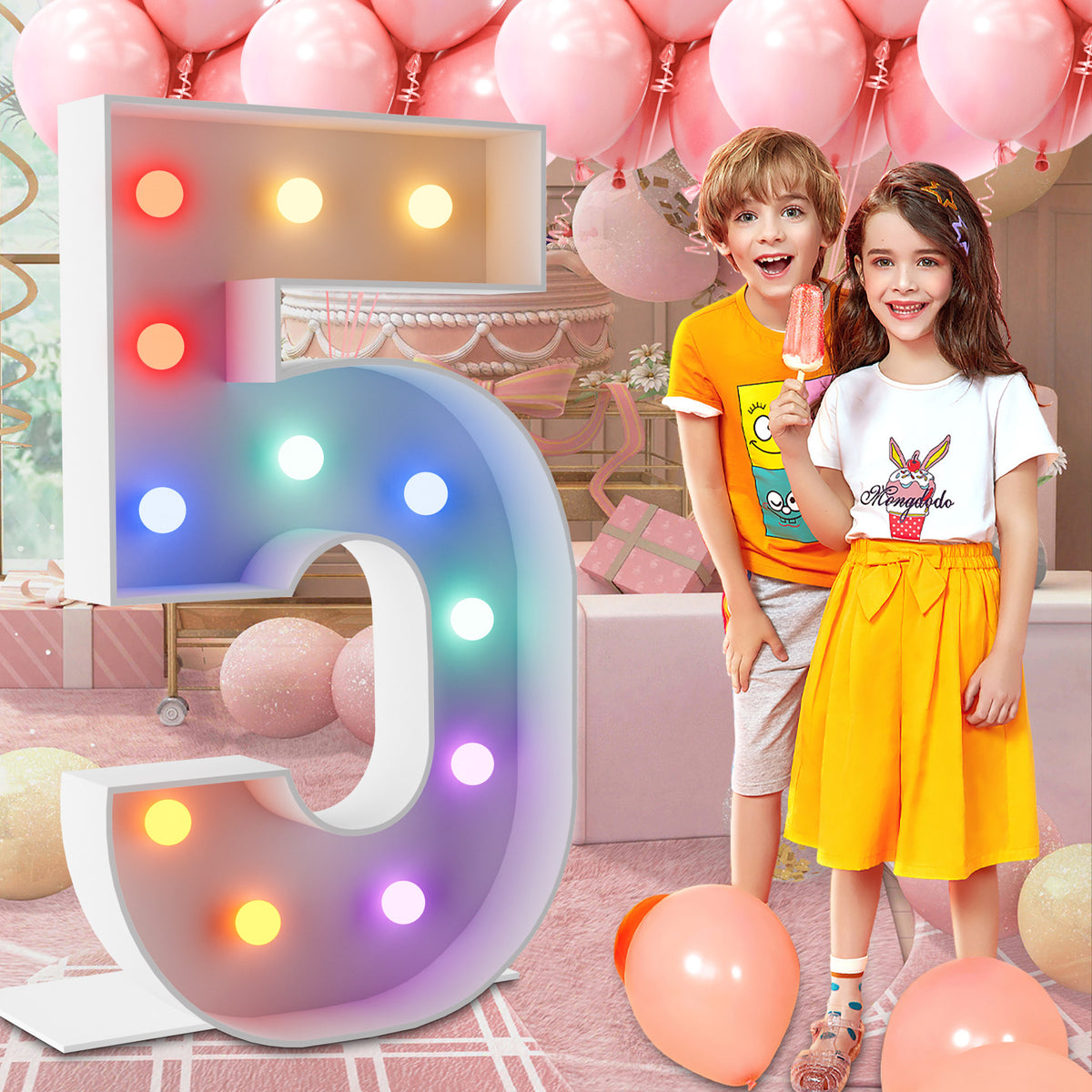 Marquee Numbers 4 feet tall 0-9 20 & 24 11 Colors & 3 flash modes