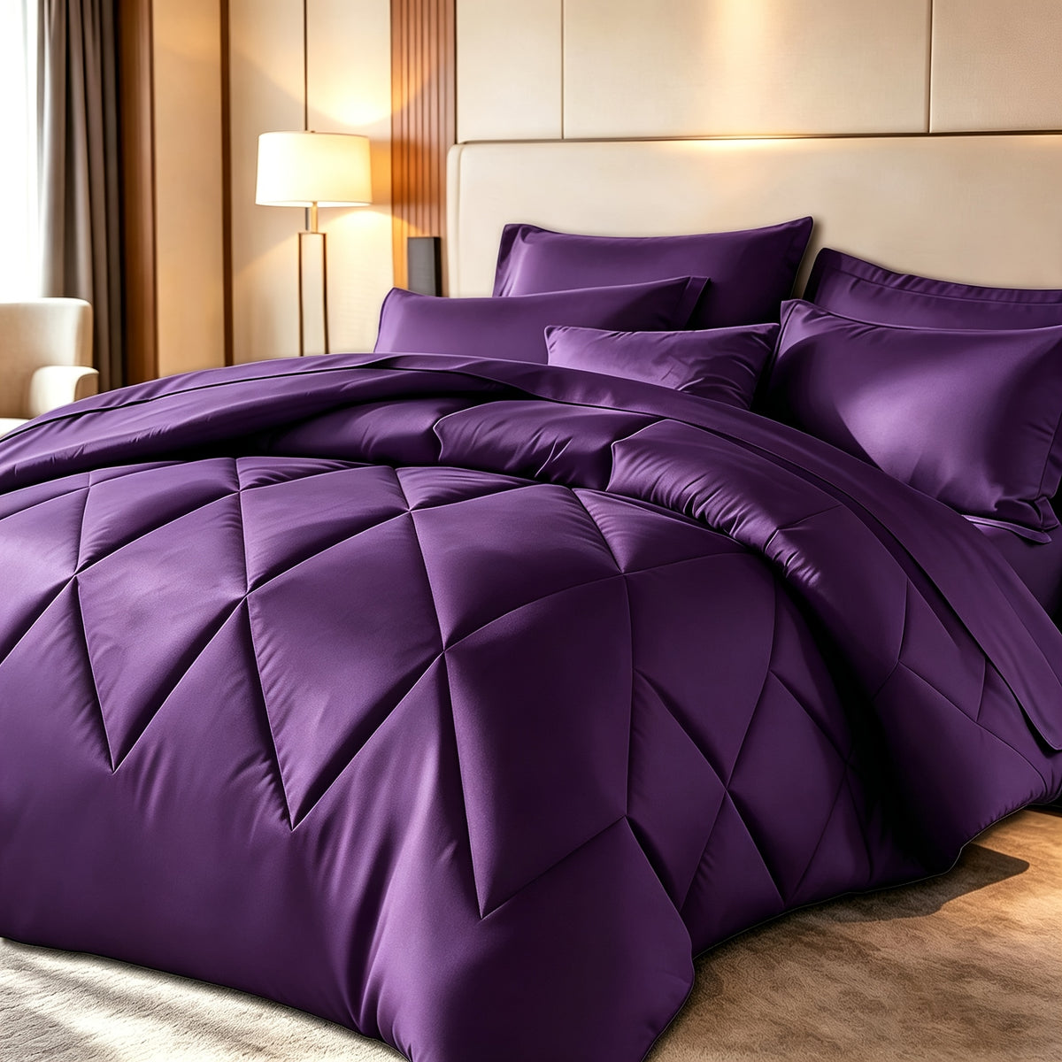 2/3pcs Solid Color Diamond Pattern Large And Extra-Large Bed Set Soft Comfortable And Lightweight Fabric Breathable Quilt Easy to Care Equipped with Quilts And Pillowcases Luxurious Quality And Ideal Gift, Random Color