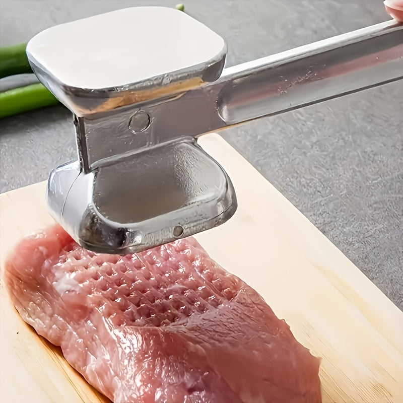 1pc Stainless Steel Meat Stuffing Hammer - Double-Sided, Heavy-Duty Tool for Roasting Beef, Chicken And Pork - Suitable for Outdoor Grilling And Cooking, Camping Cookware | Stainless Steel Hammer | Durable Kitchen Tools Free 1pc Food Cover