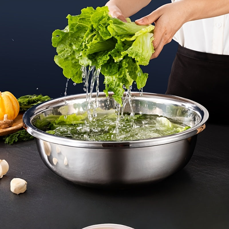 40cm/15.74" & 36cm/14.2" Extra Large Stainless Steel Mixing Bowls Heavy-Duty Deep Prep Basin For Cooking, Baking, Salad Dough | Rustproof, Dishwasher Safe Kitchen Essentials