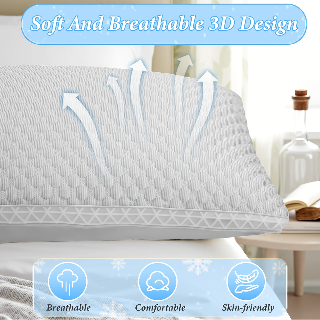 Soft Sleeping Pillow Pair, 2-Piece Blue or Gray Bed Pillows with Zipper Closure and Machine Washable Design for Bedroom, Dorm and Sofa Comfort