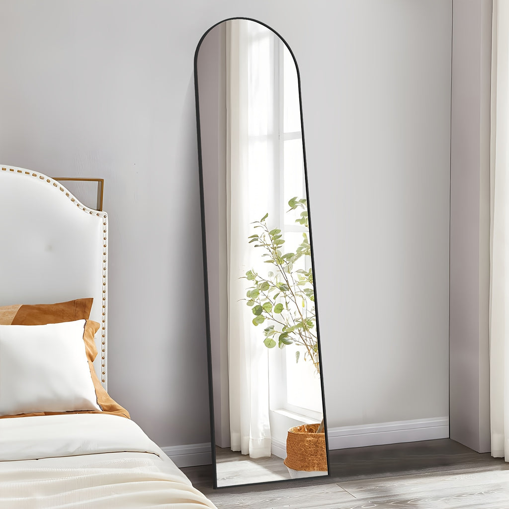 Arched Full Body Mirror with Stand, 59"x16" Rim Floor Mirror, Office Decorative Furniture, Moisture and Shatter Resistant Nano Glass Vertical Full Body Mirror, Grooming Mirror