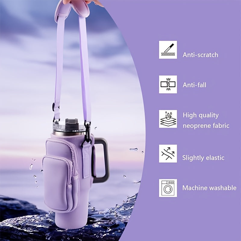 A Water Bottle Organizer With A Phone Pocket, Suitable For Men And Women, Can Accommodate A 40 Oz Stainless Steel Mug. The Adjustable Pouch Makes It A Perfect Gift Or Water Bottle Accessory For Stainless Steel Water Bottles