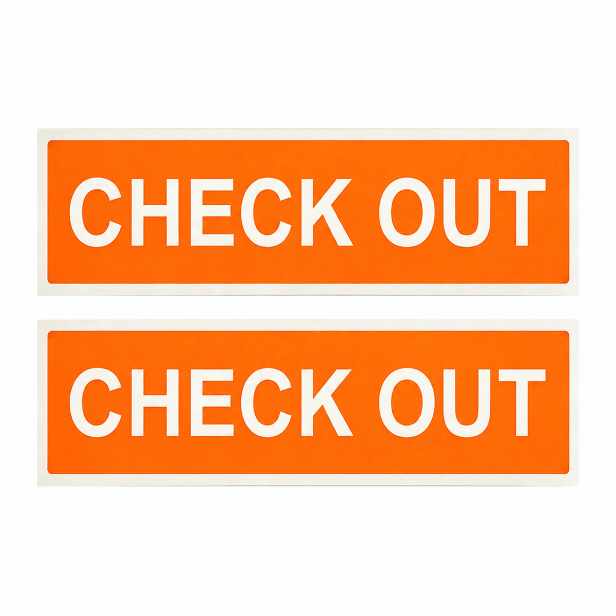 2D Flat - 2-Pack Check Out Metal Signs 4X16In, Orange And White High-Contrast Vertical Directional Signs, 2D Flat Printed Uv-Resistant Indoor Outdoor Wall Plaques with Pre-Drilled Holes for Store, Office, Library And Workplace