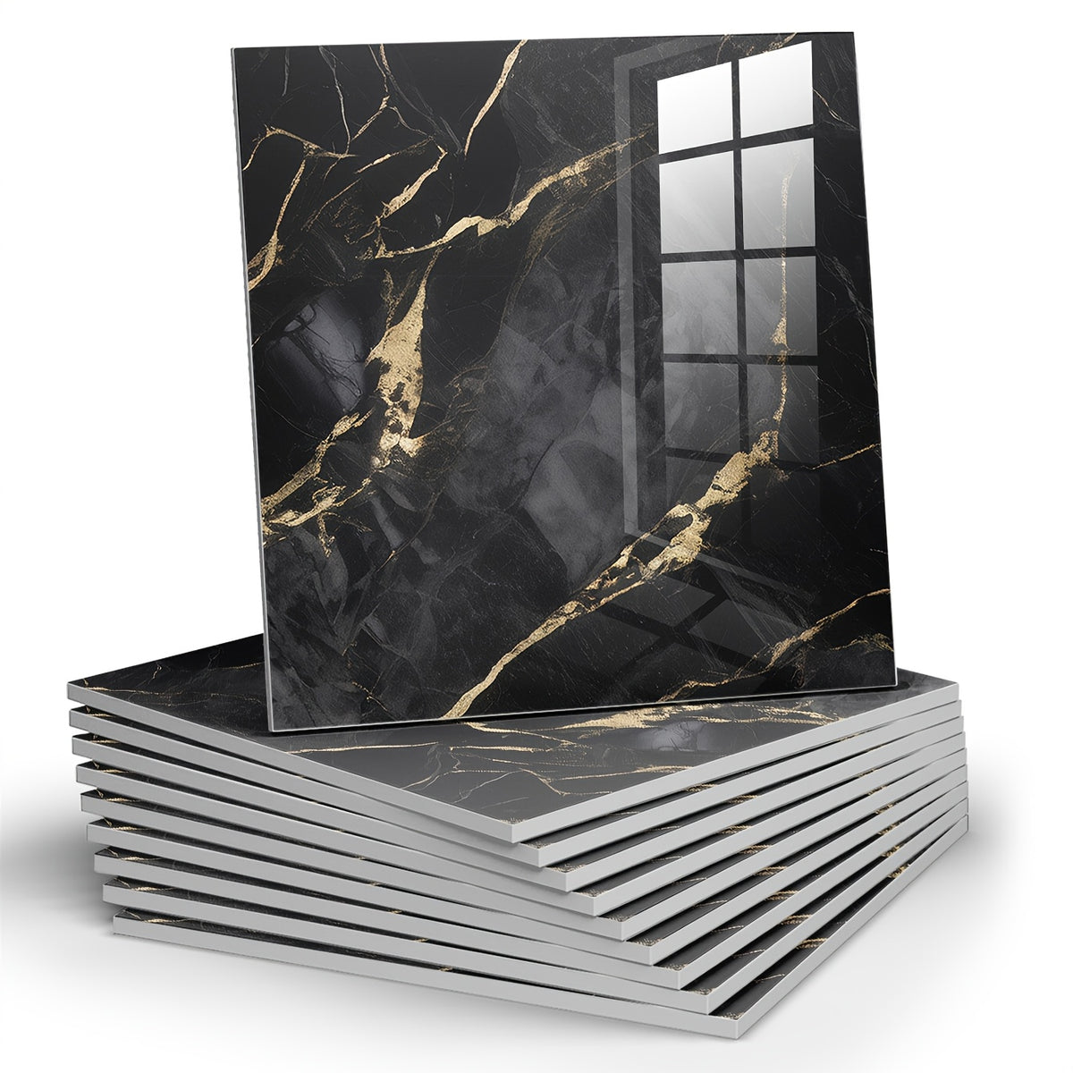 Waterproof 10/ 20pcs LuxeMarble Peel and Stick Shower Tiles - Space Theme Square Wall Hanging Decor for Bathroom, Kitchen, Living Room - 11.8"x11.8" Indoor Use PVC Wall Panels