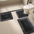 Soft Absorbent Bath Mat Set of 3, Quick-Dry Non-Slip Indoor Floor Mats in Black Gray Light Blue or Light Gray for Bathroom Kitchen and Laundry Room