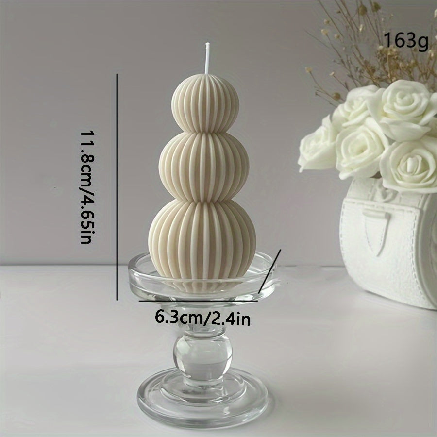 Scented Candle in a Romantic Wave Sphere - Featuring Sandalwood Fragrance, Stylish Geometric Design for Home Decoration, Ideal for Valentine'S Day And Other Special Events