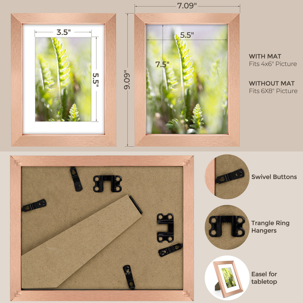 6 Packs 6x8/8x10/9x12/11x14/16x20 Picture Frames Set, Engineered Wood Gallery Wall Frame Set with Plexiglass - Wall Mounting or Tabletop Display