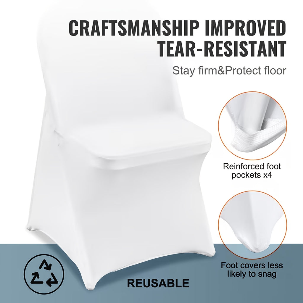 10/30/50/100pcs High-Quality Spandex Folding Chair Covers - Wedding Decorations Essential - Wedding Stuff, Perfect For Party Supplies, Birthday, Camping & Halloween Decor